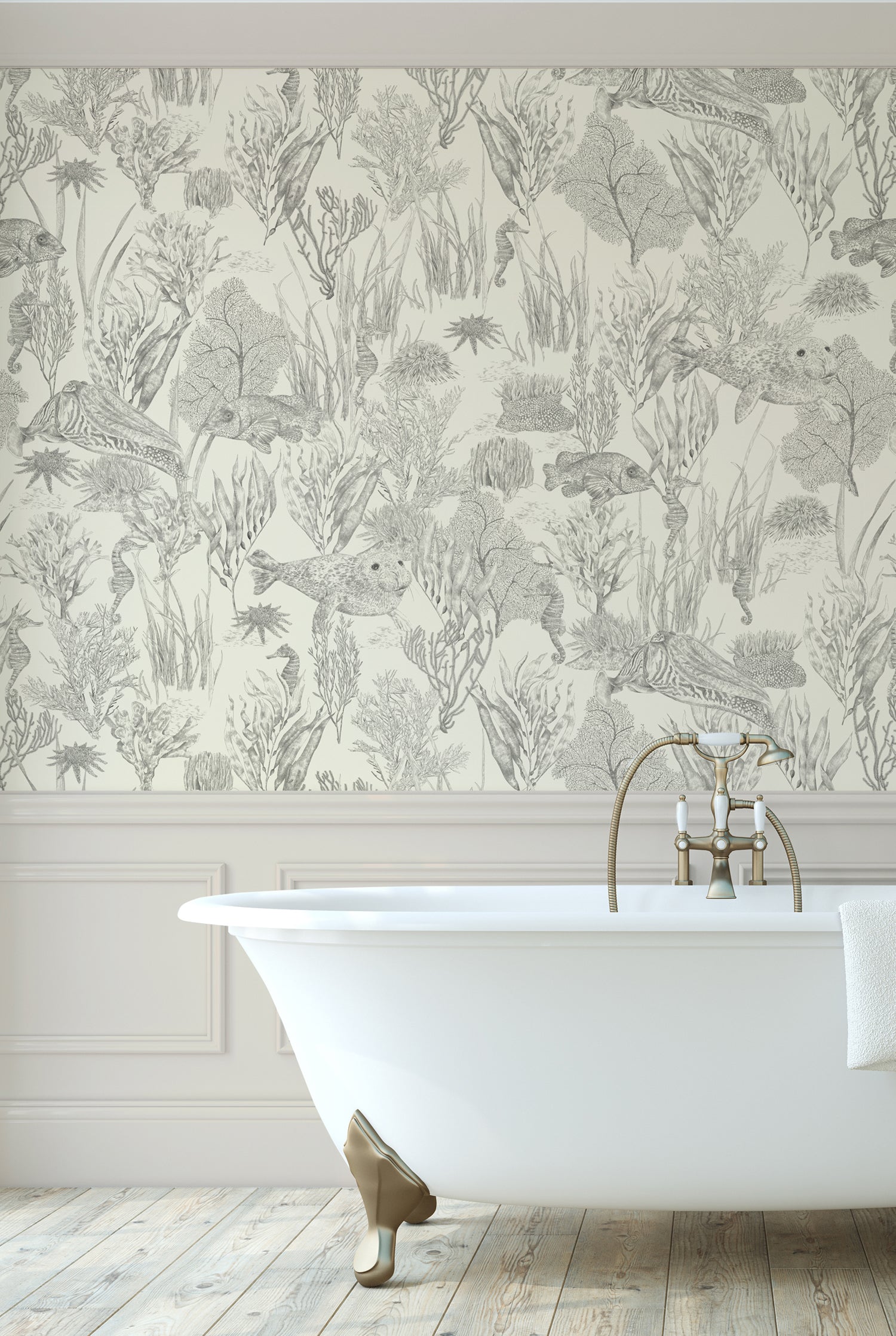 XV SEAVIEW MURAL Parchment Wallpaper