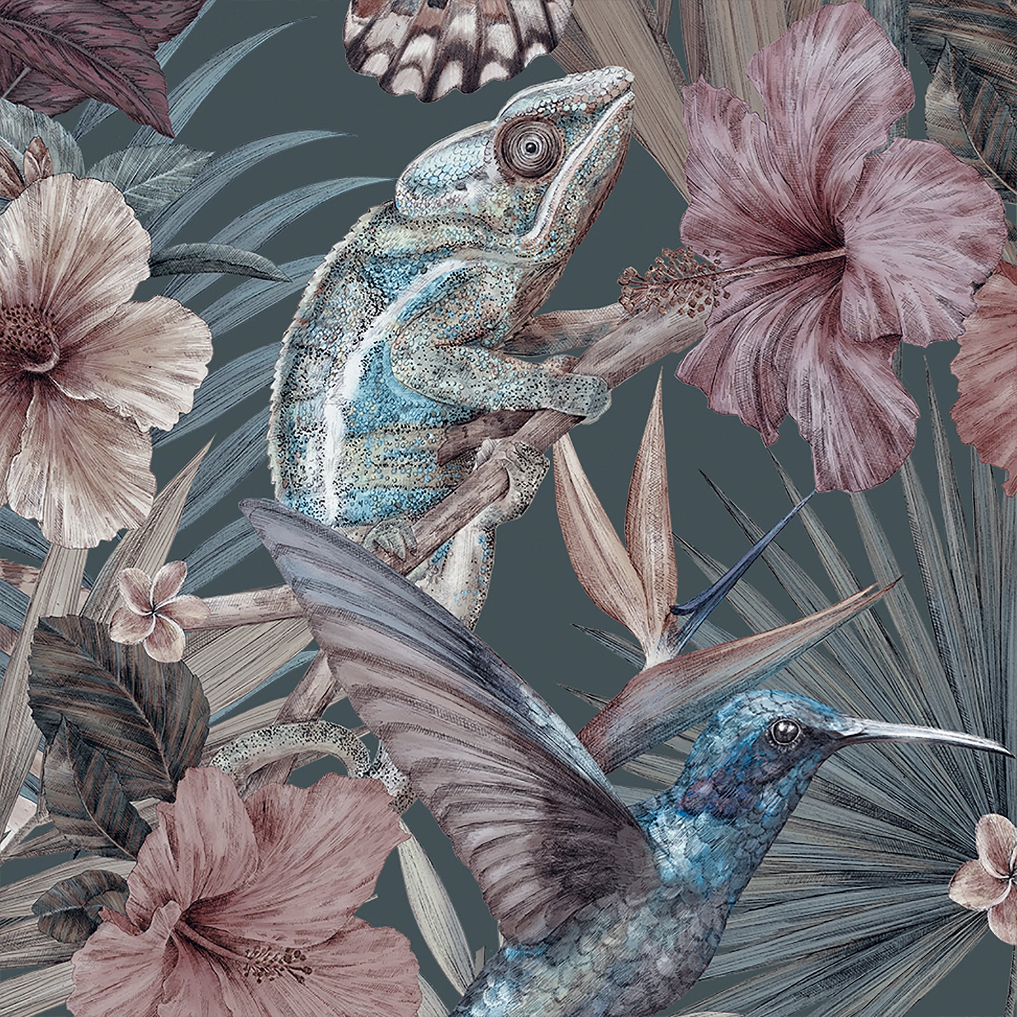 EXOTICA Dusky Petrol Wallpaper