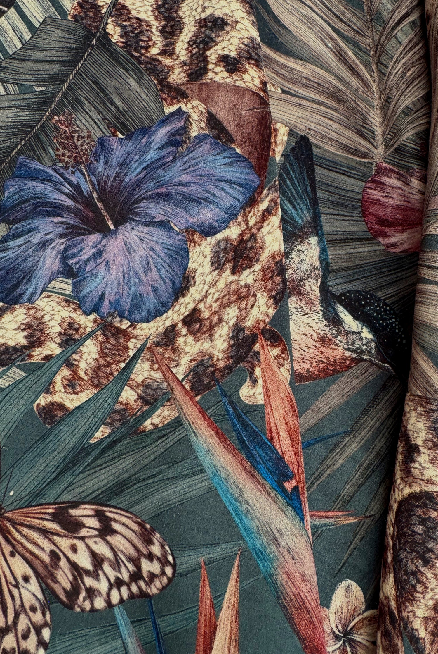 EXOTICA Dusky petrol velvet fabric