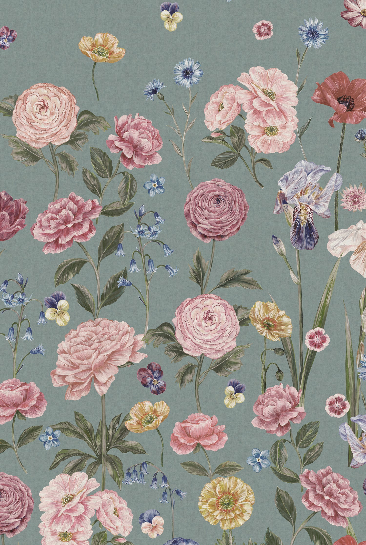 SEASONS IN BLOOM Duck Egg Wallpaper
