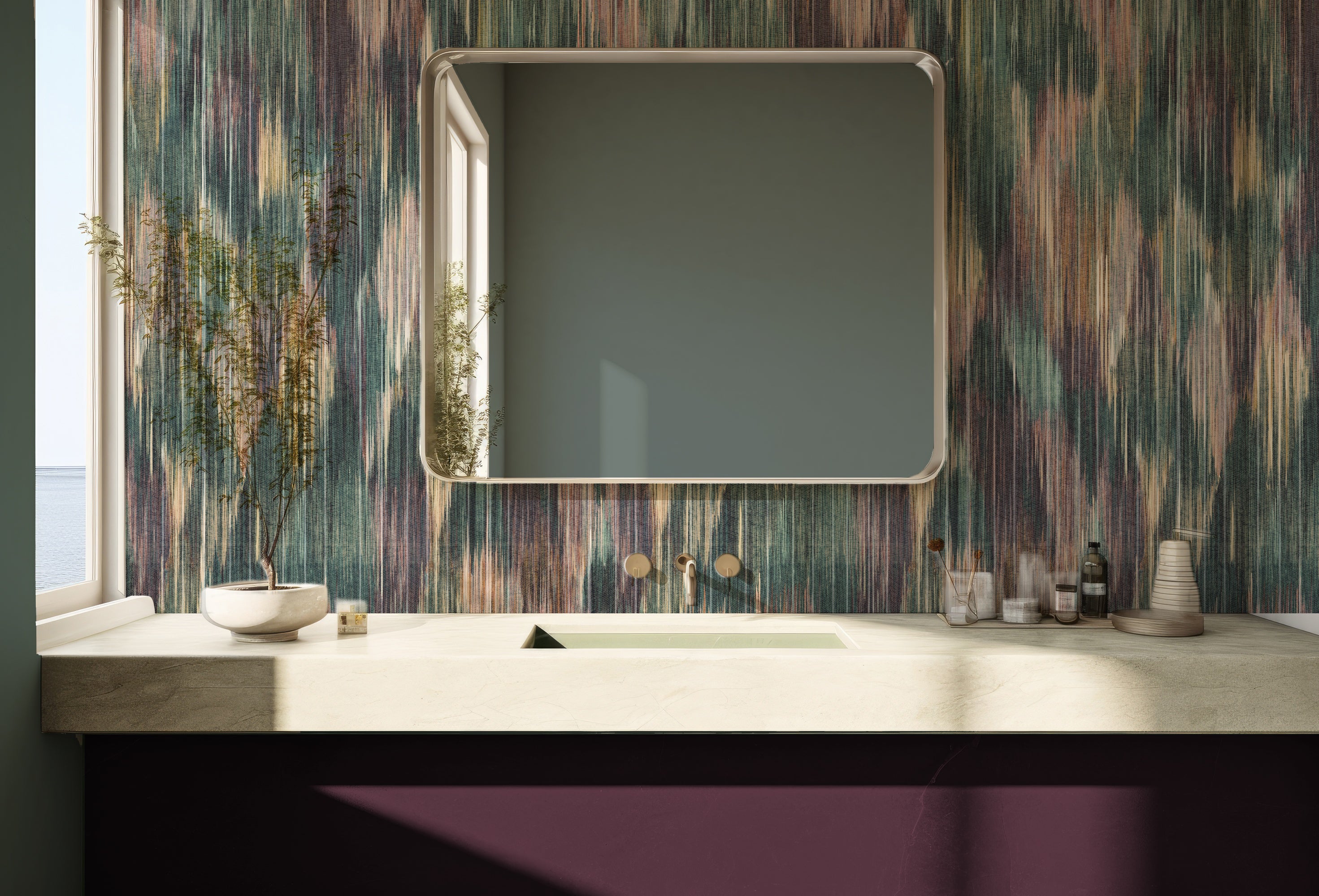 SPECTRE Ikat Almandine Wallpaper