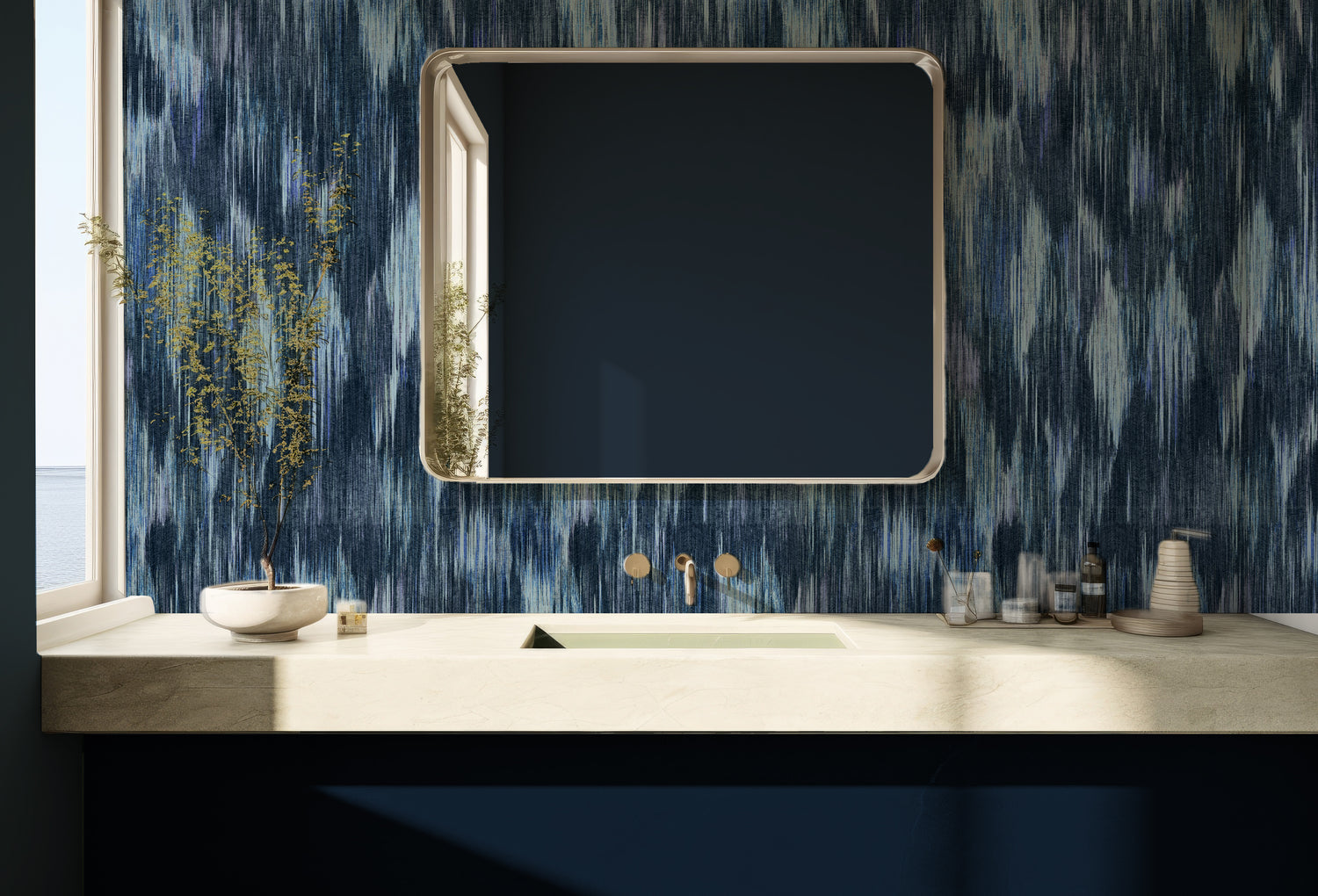 SPECTRE Ikat Marine Wallpaper