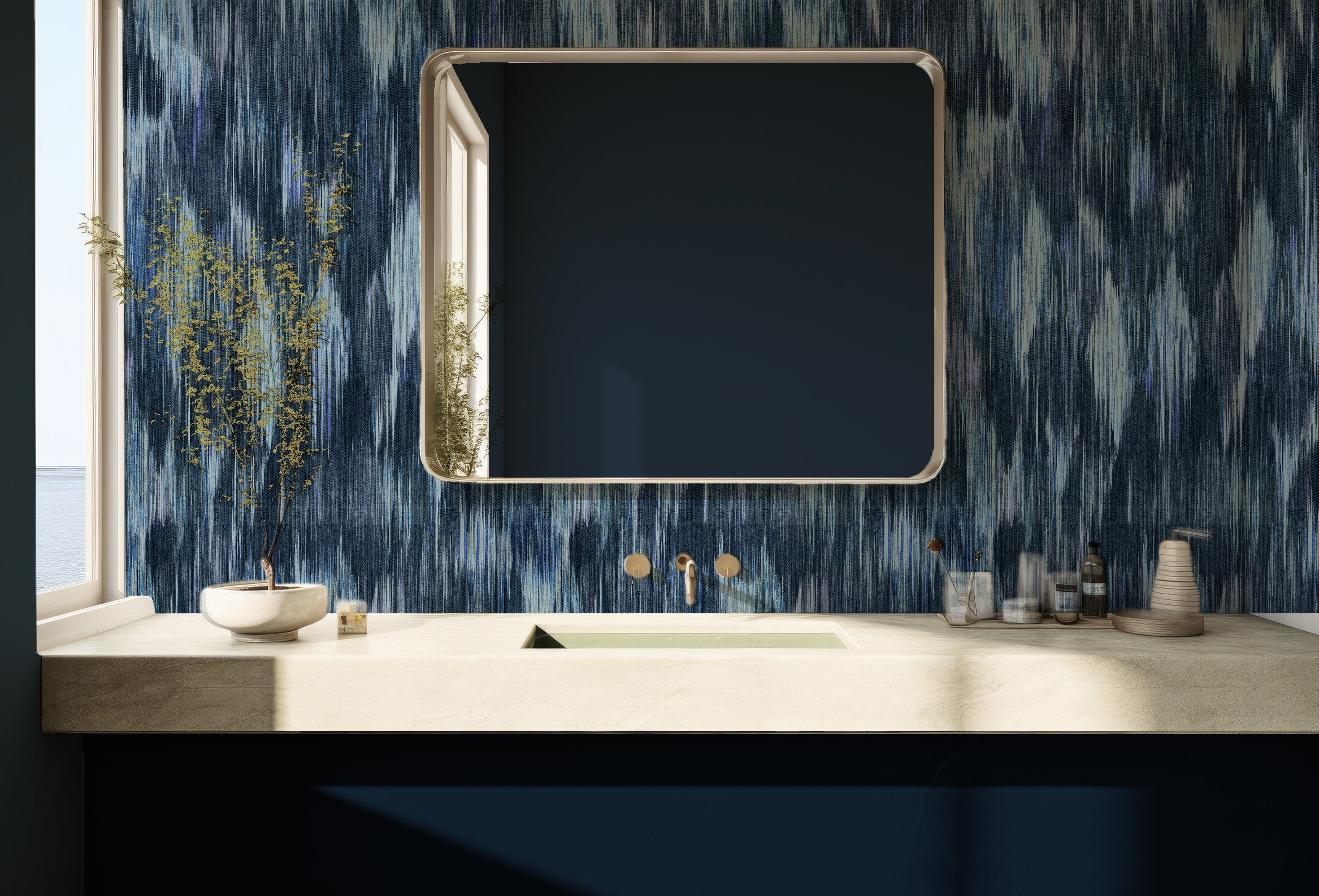 SPECTRE Ikat Marine Wallpaper