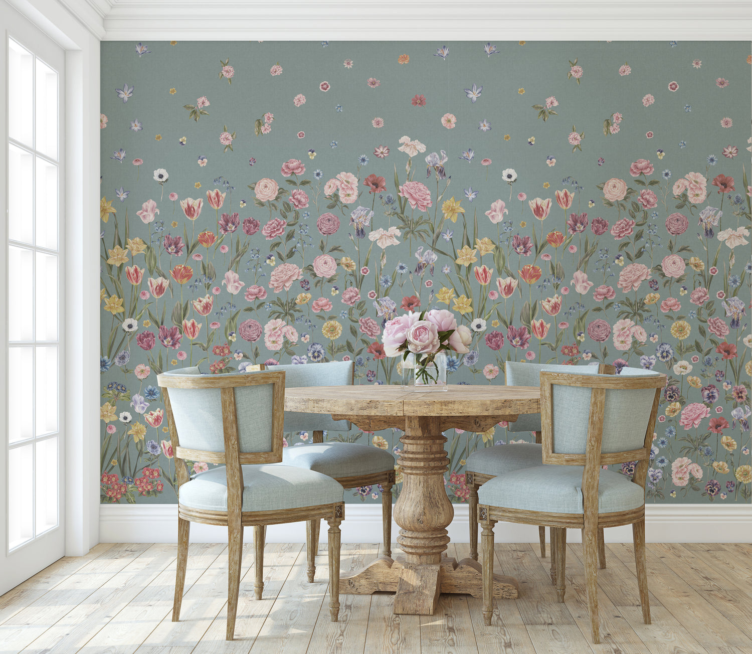 SEASONS IN BLOOM Duck Egg Wallpaper