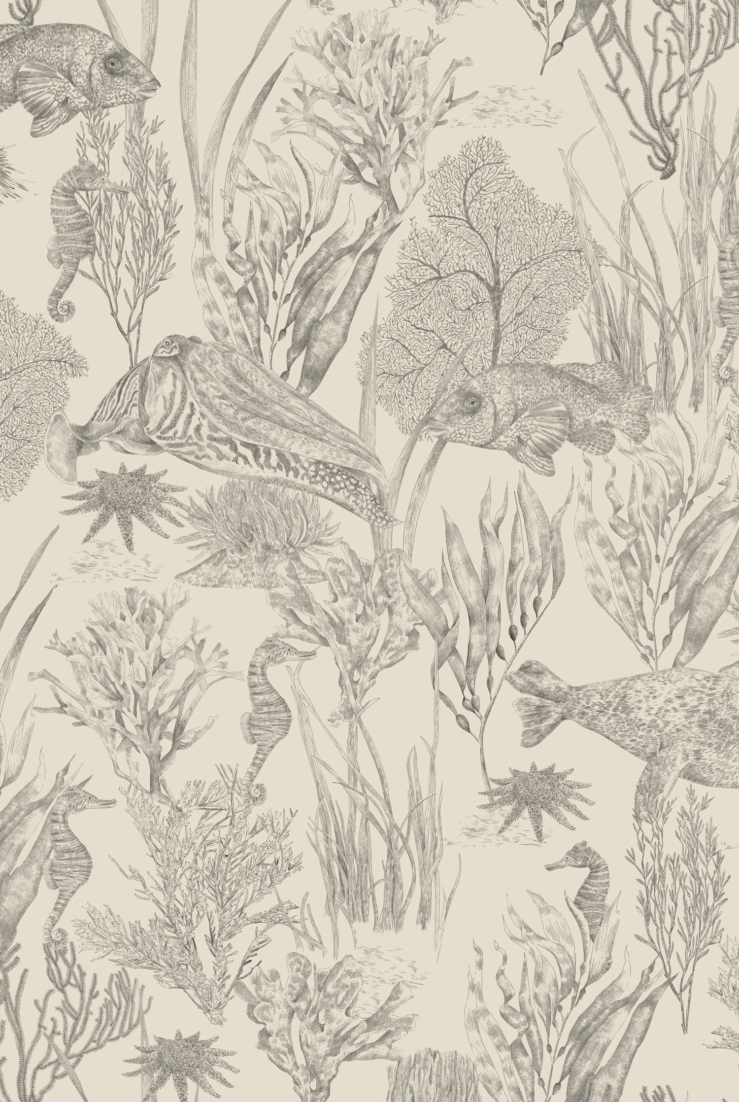 XV SEAVIEW MURAL Parchment Wallpaper