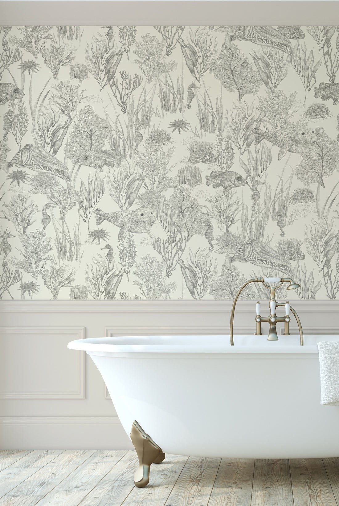 XV SEAVIEW MURAL Parchment Wallpaper