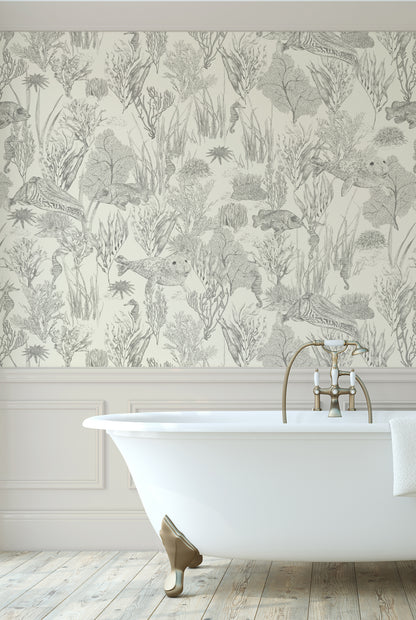XV SEAVIEW MURAL Parchment Wallpaper