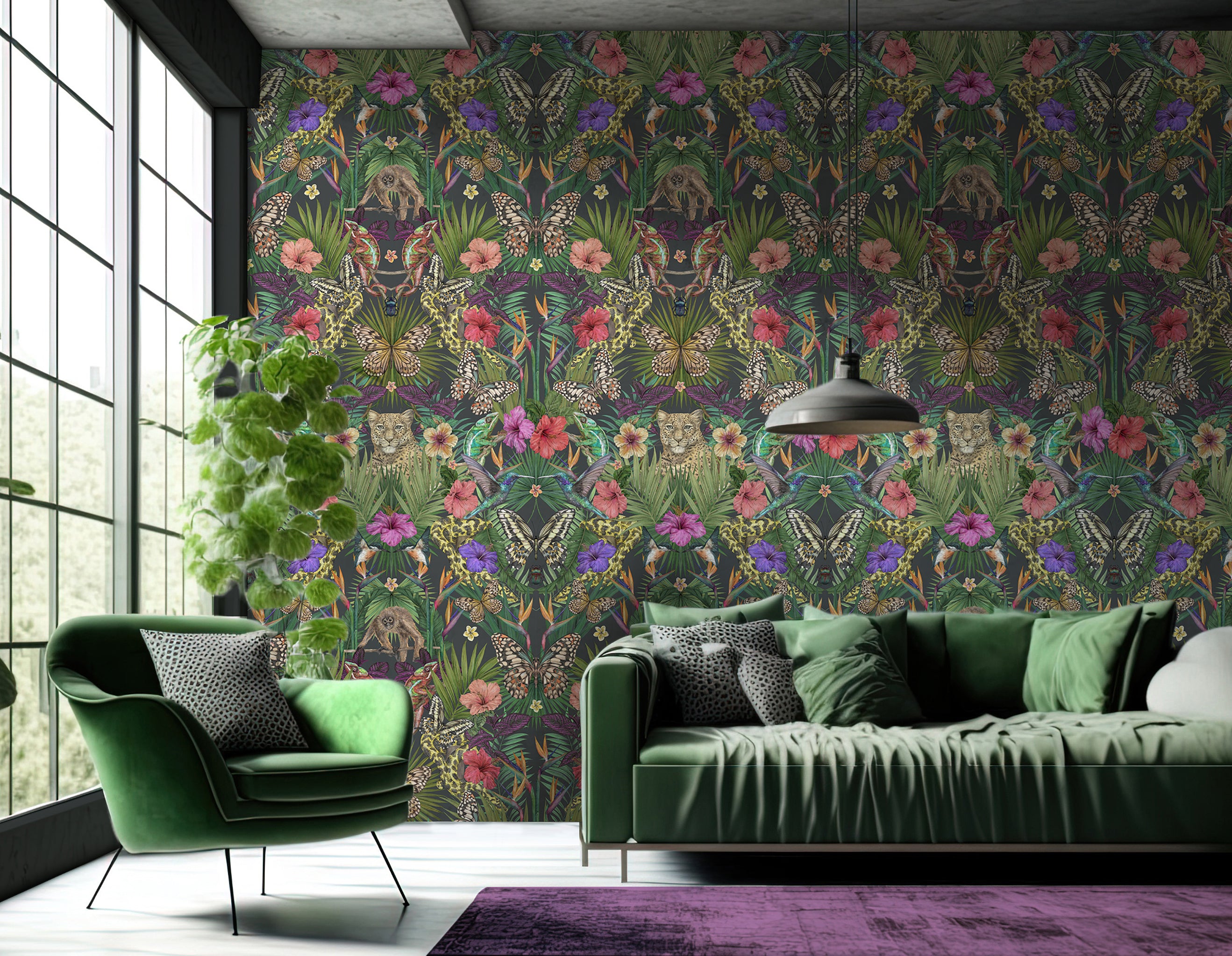 Exotic wallpaper tropical birds • blossoms and leaves | AS372104