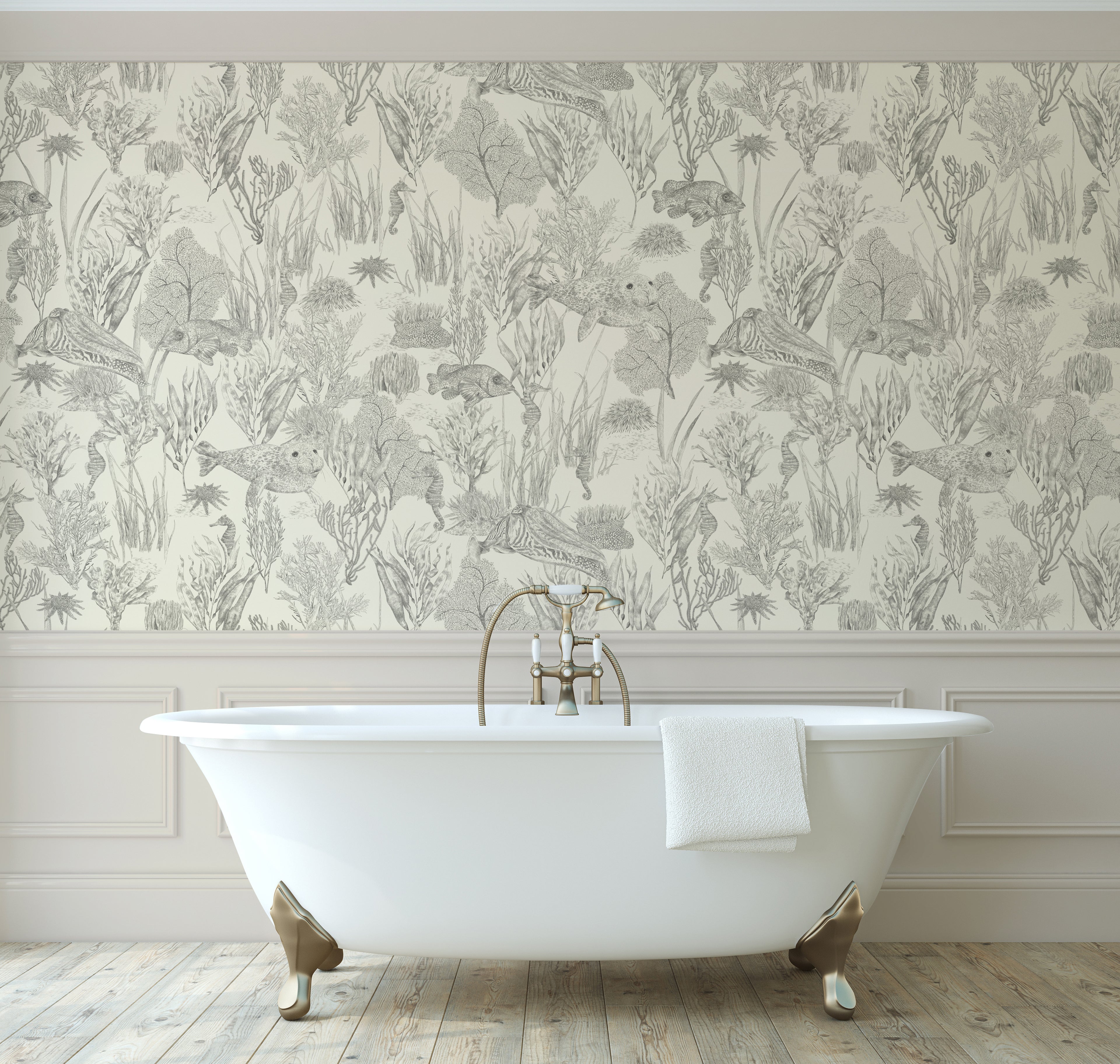 XV SEAVIEW MURAL Parchment Wallpaper