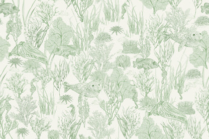 XV SEAVIEW MURAL Moss Green Wallpaper