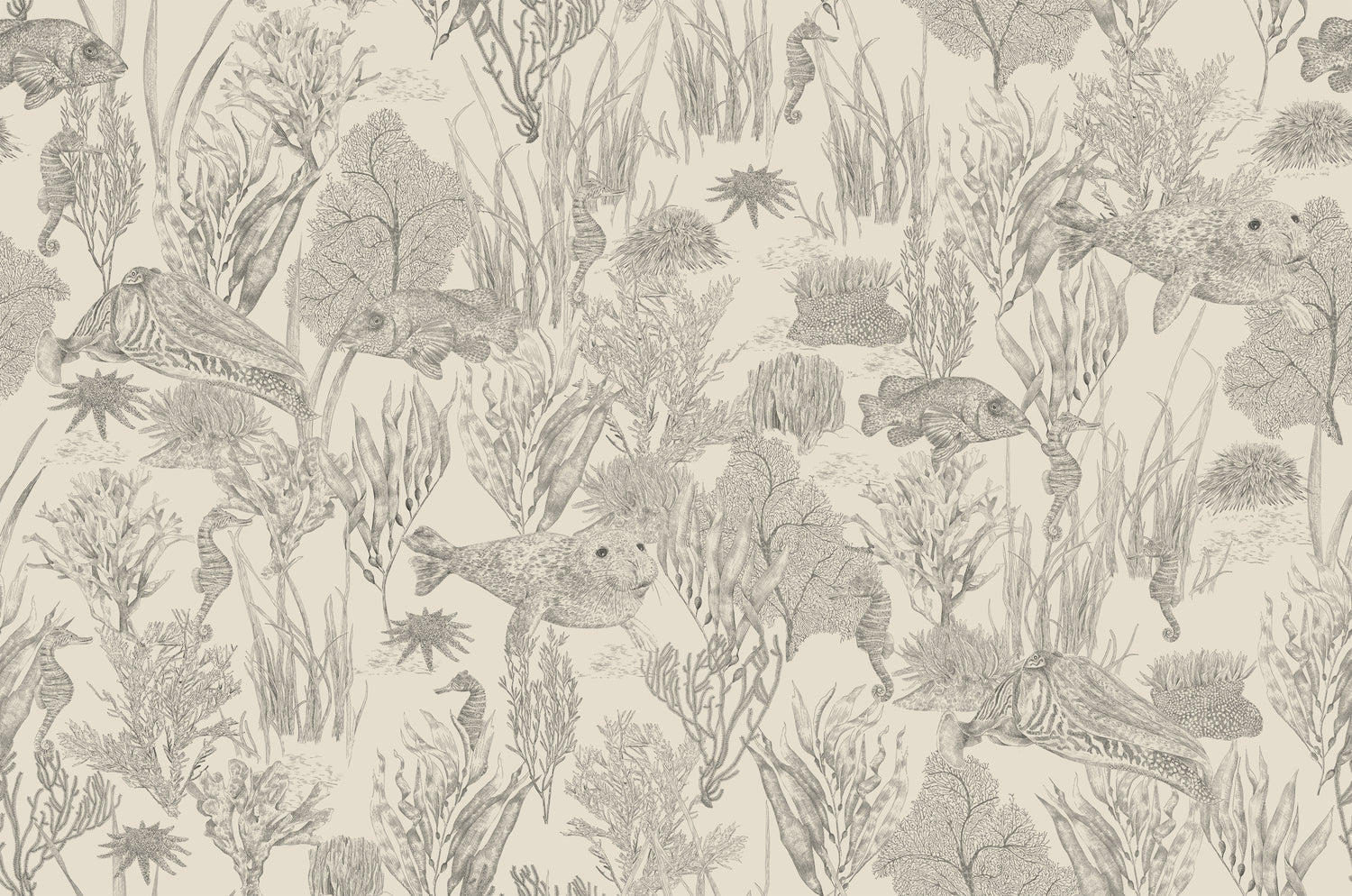 XV SEAVIEW MURAL Parchment Wallpaper