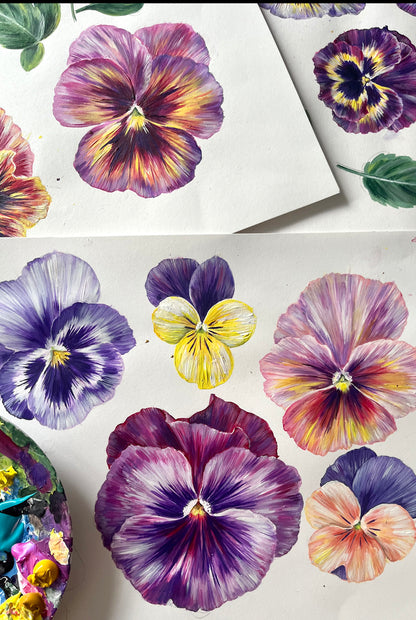 PLETHORA OF PANSIES Stone Wallpaper