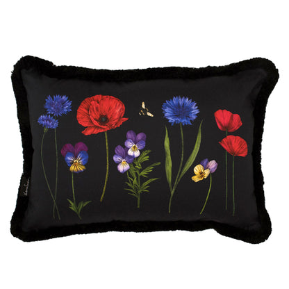 BOTANICA Black Medium Fringe GOTS ECO Cotton Drill Cushion