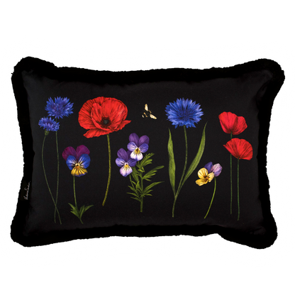 BOTANICA Black Medium Fringe GOTS ECO Cotton Drill Cushion