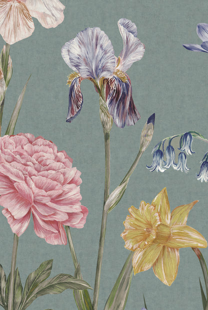 SEASONS IN BLOOM Duck Egg Wallpaper