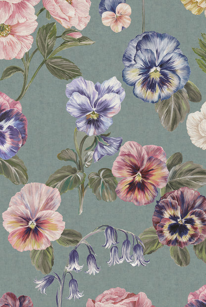 SEASONS IN BLOOM Duck Egg Wallpaper