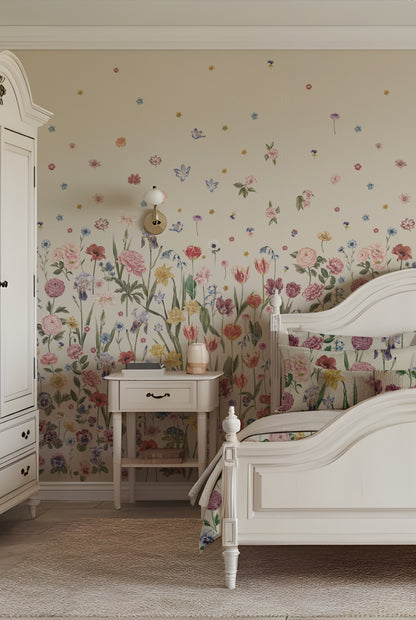 SEASONS IN BLOOM Parchment Wallpaper
