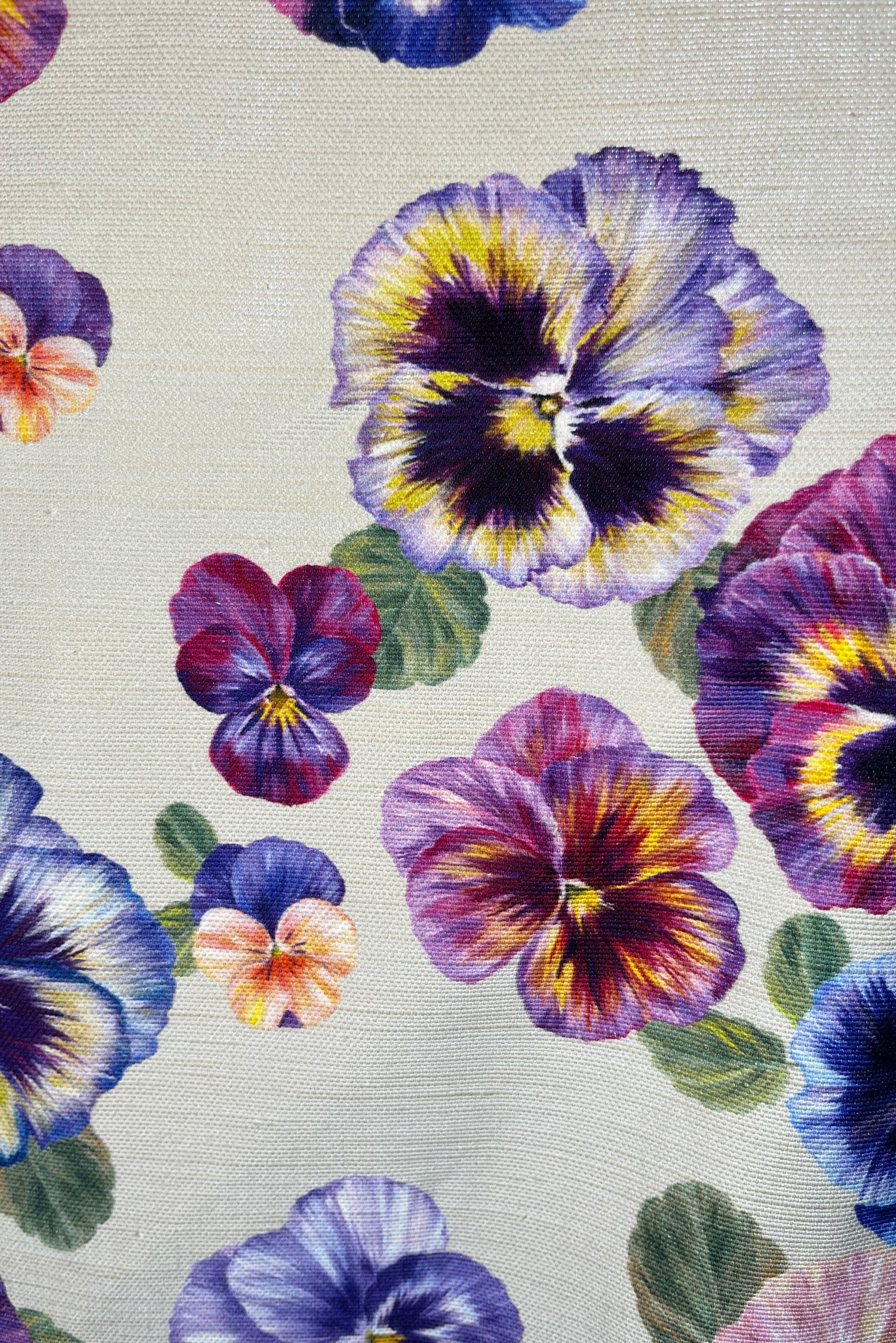 PLETHORA OF PANSIES Stone Linen Oyster