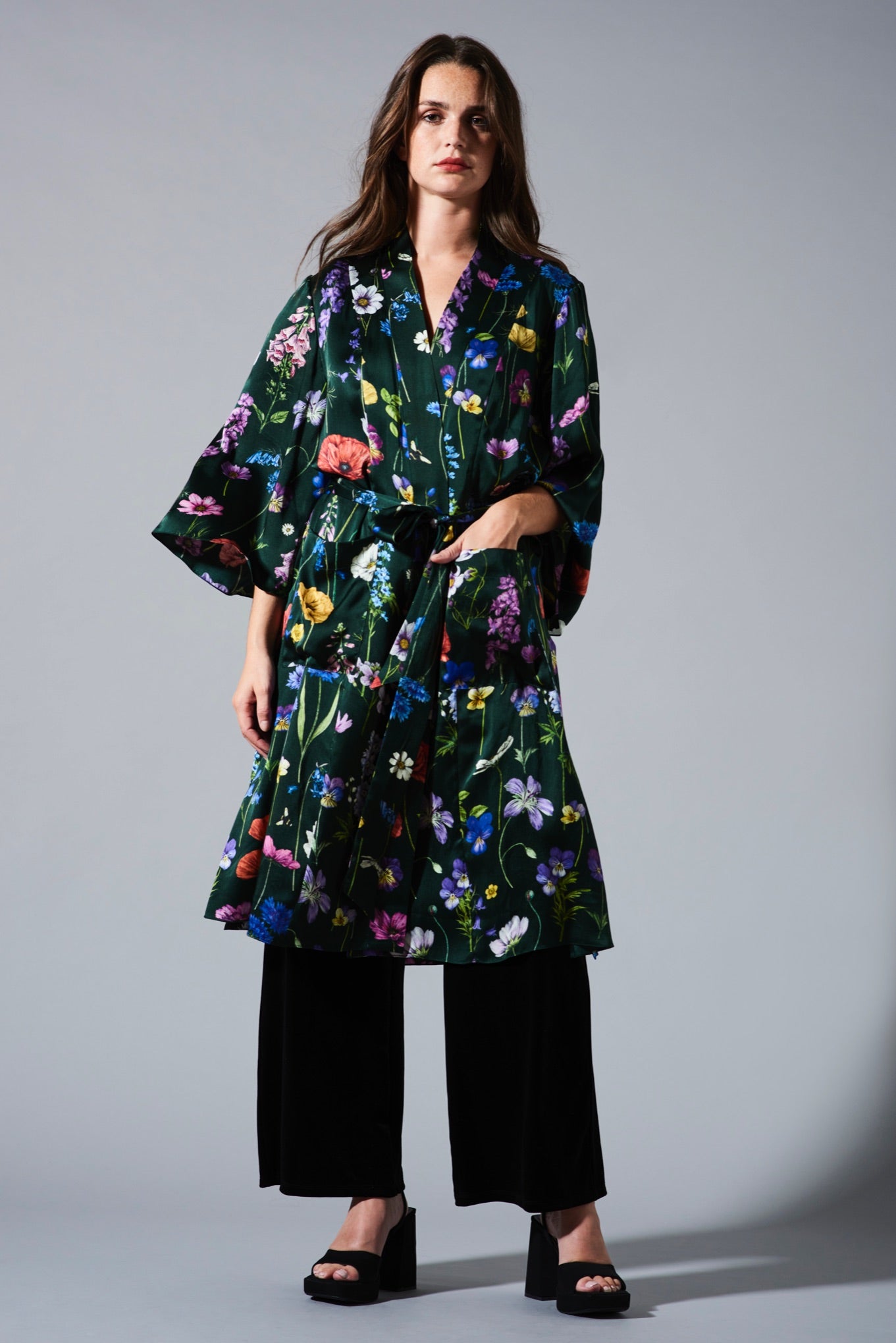 BOTANICA Green Silk Kimono