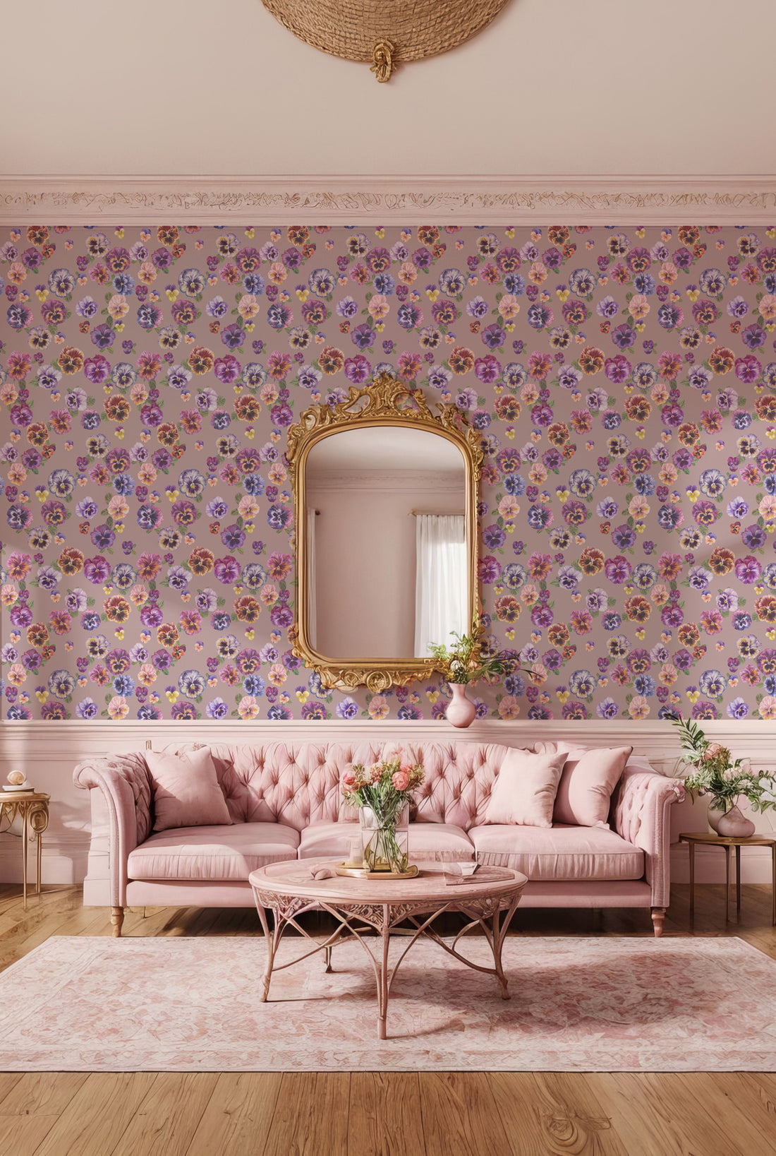 PLETHORA OF PANSIES Bruised Pink Wallpaper