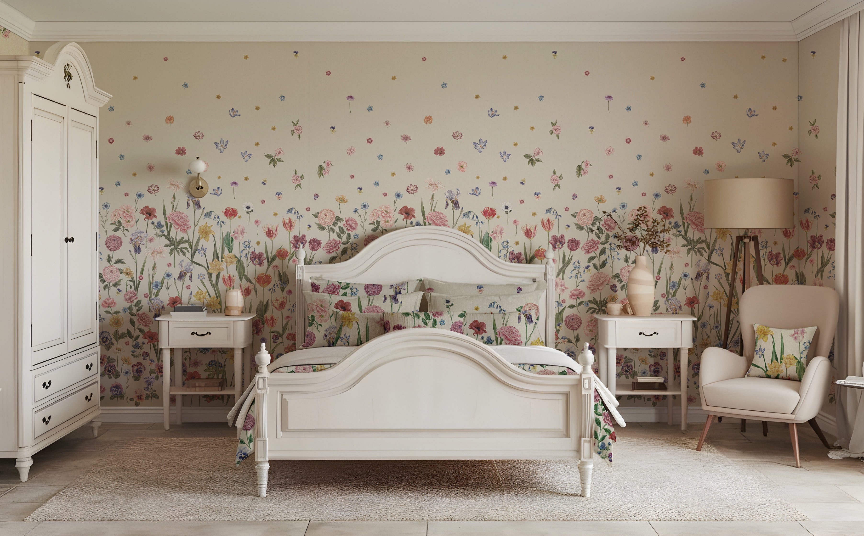 SEASONS IN BLOOM Parchment Wallpaper