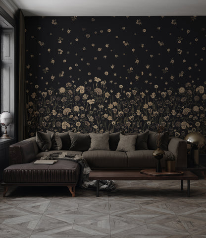 SEASONS IN BLOOM Charcoal Wallpaper